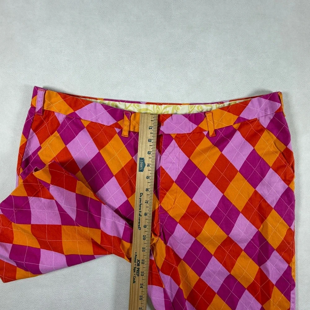 Loudmouth Golf Mens 42 Argyle Shorts Pink Orange Red Diamond Pattern Bold